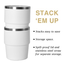 CHLJAR 6 oz Espresso Cup, Ceramic-Lined 18/8 Stainless Steel Coffee Cup With lid for Espresso Machine, Reusable & Stackable Double-Wall Vacuum Insulated Tea Cups, Dishwasher Safe, 4 Pack-Agave Teal