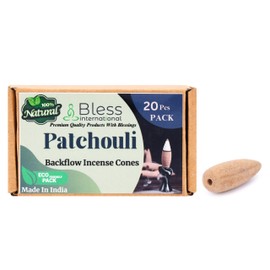 Bless-International Patchouli-100%-Natural-Incense-Backflow-Cones-for-Waterfall Handmade-Organic-Chemicals-Free for-Purification-Relaxation-Positivity-Meditation The-Best-scents-20-Count