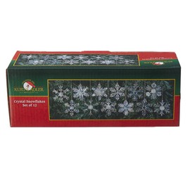 Kurt Adler 2" Glass Iridescent Snowflake Ornaments, 12-Piece Set