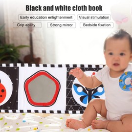 WESE Libro de bebé Suave de Alto Contraste, Peso Ligero, fácil de almacenar, Libro de Tela Blanco y Negro, Juguete para baño de Viaje en casa para bebés(Insecto)