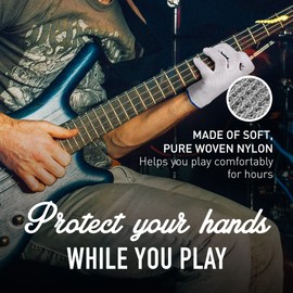 Musician's Practice Glove - 1-Pack Guitar Gloves for Women and Men, Fingertip Protectors for Playing String Instruments, Hand Issues and More, Nylon Thin Gloves for Indoor/Outdoor Gigs, Medium, White