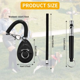Dog Whistle and Clicker Set, Professional Training Set Dog Training Whistle for Recall with Black Lanyard, Adjustable Frequency Clickers for Basic Commands Behaviour Correction Puppy Home Practice
