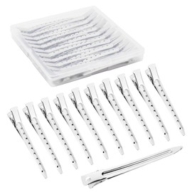 ZOUIQSS 25 Pcs Duck Bill Hair Clips, Metal Hair Clip for Hair Styling, Thick Hair Salon Hair sectioning clips, Alligator Curl Clips with Hole for Women Men Girl(Silver)