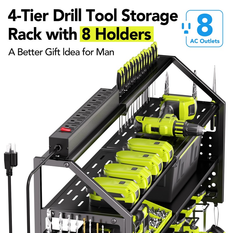 YFFSRJDJ Power Tool Organizer Wall Mount with Charging Station, 8
