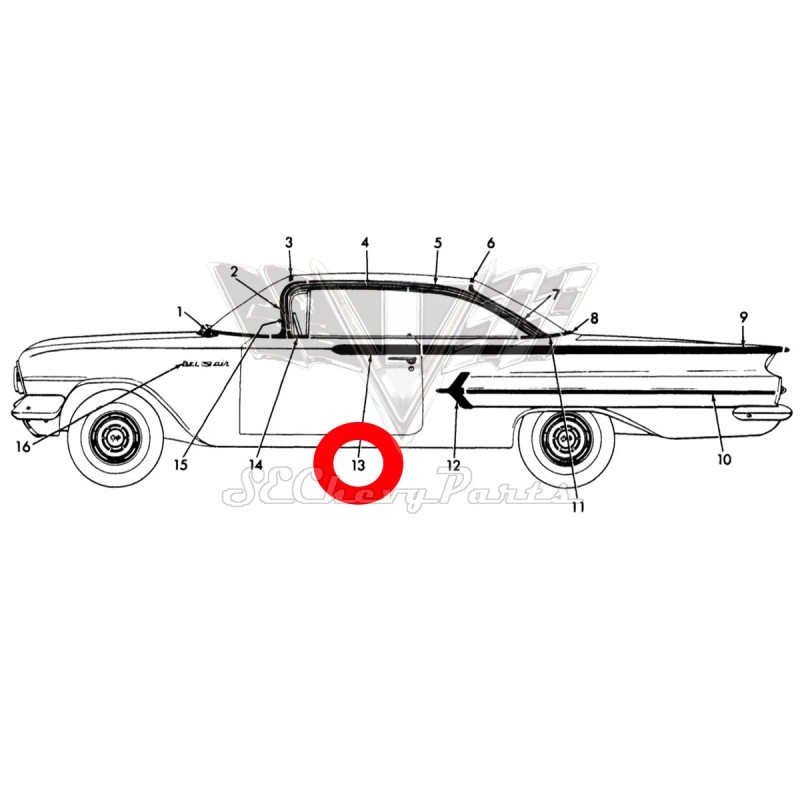 Southeast Chevy Parts 1960 Chevy Impala 2-Door Upper Spear Molding