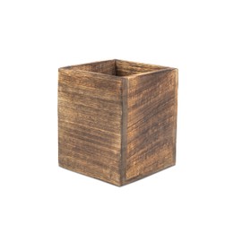 Samhita Mango Wood Burning Finished Kitchen Utensil Holder for Countertop, Utensil Holder Container for Kitchen Cooking Utensil. (12.7cm x 12.7cm x 15.24cm)