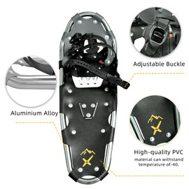 Snowshoes,Lightweight Aluminum Frame,13-Point Heavy Duty Crampons,UV Shoe Decking, and Ratchet System for Secure Fit Complete with Carry Bag(Silver, 30)