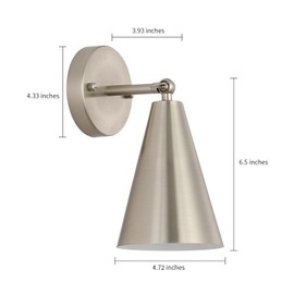 MWZ Brushed Nickel Battery Operated Wall Sconces Set of Two,Wireless Lighting with Remote Control, Modern Dimmable 2 Color Temperatures Adjustable Angle Wall Mount Lamp with Silver Metal Shade