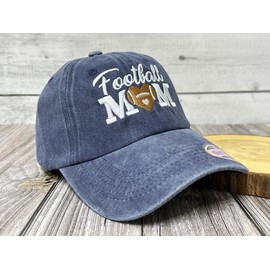 Shenbors Football Mom Hat for Women, Navy Blue Embroidered Snap Back Baseball Cap, Adjustable Cotton Dad Hats