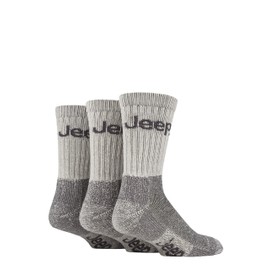 Jeep Men's JM273 3 Pair Luxury Terrain Socks (6-11, Ecru/Grey)