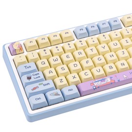 JOLINTAL 133 Keys Kawaii Keycaps Sets, PBT XDA Profile Keycaps, Dye-Sublimation Low Profile Keycaps 65 Percent Keycaps, Cute PBT Keycaps Cherry MX Switch Keycaps for Mechanical Gaming Keyboard
