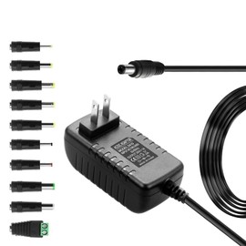 24V 1A Power Supply Adapter 100-240V AC to DC 24Volts 1A 24W Converter Transformer Switching Power Supply with 10 Tips 5.5mm x 2.5mm Plug for LED Strips, CCTV Cameras, Motors & More