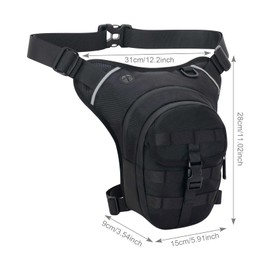 Tactical Bumbags Drop Leg Bag for Men Women, Motorcycle Thigh Bag Waterproof Sports Belt Leg Holster Motorcycle Bag Leg with Reflective Military Leg Bag for Running Cycling Camping (Black)