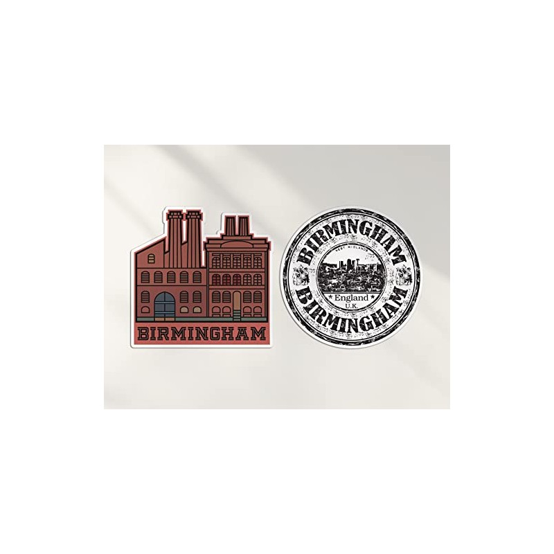 2 x 10cm Tall Birmingham Vinyl Stickers - England Britain