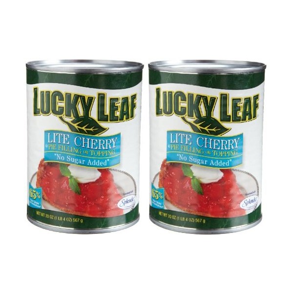 Lucky Leaf Lite Cherry (No Sugar Added) Pie Filling (Pack of 2) 20 oz Cans