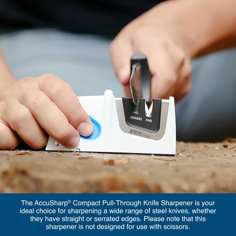 AccuSharp Compact Pull-Through 2-Stage Knife Sharpener, Repairs & Restores Kitchen