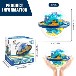 Hpbaggy 3D Maze Labyrinth Ball, 3D Puzzle Ball with 150 Levels, Three-Dimensional Labyrinth Ball, 3D Maze Game, Labyrinth Ball Game, Labyrinth Puzzle Ball Skill Game