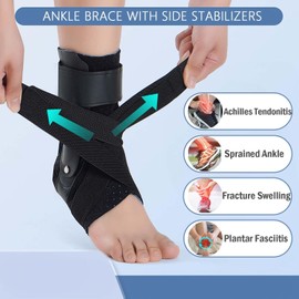Ankle Brace for Women &Men- Adjustable Ankle Brace with Side Stabilizers for Sprained Ankle, Plantar Fasciitis Relief, Achilles Tendonitis, Injury Recovery, Ankle Support Brace for Basketball(X-Large)