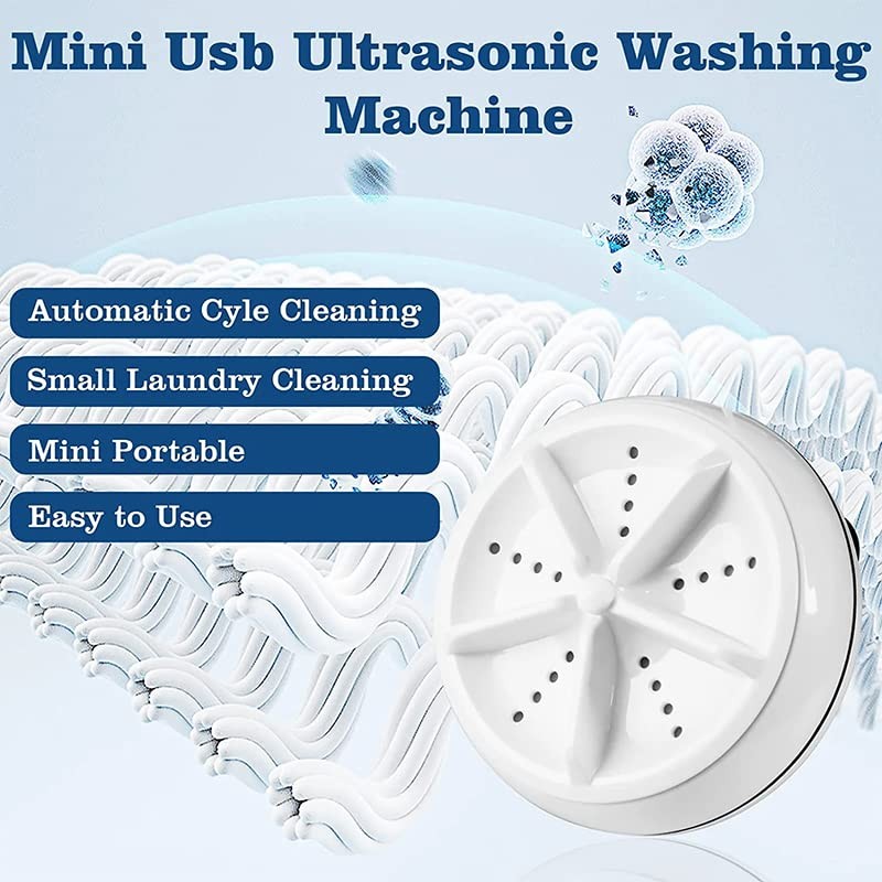 Ultrasonic Mini Washing Machine - USB-Powered Portable Turbine Washer with