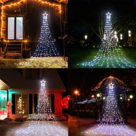 DANLI Outdoor String Lights, 320 LED Star Lights with Timer, 8 Mode, IP44 Waterproof Fairy Lights, 9x12FT Topper Lights for Holiday Decoration, Christmas, Patio Yard