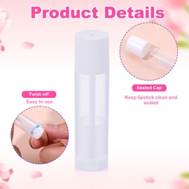 Giantree 25 Pcs 5g Empty Lip Balm Tubes, Twist-up Refillable Round Lip Gloss Balm Containers, Empty Chapstick Tubes Lipstick Containers for Homemade Gloss Lipstick DIY(White)