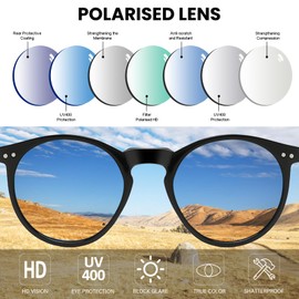 CIKJUK Children's Polarised Sunglasses Round Boys Girls Classic Teenagers Children Sunglasses UV400 Protection for 4-12 Years, black/black