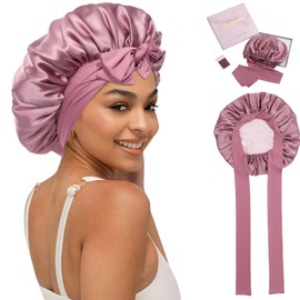 HAIMEIKANG Double-Sided 100% Mulberry Silk Bonnet & Shower Cap for Women - Premium Silk Sleep Cap for Hair Care - Comfortable & Stylish for Everyday Use and Travel