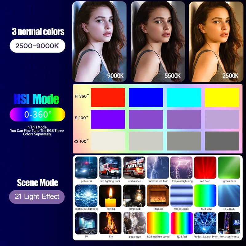 15W RGB Handheld Photography Lamp Dual-side Luminescence Stick Light Portable