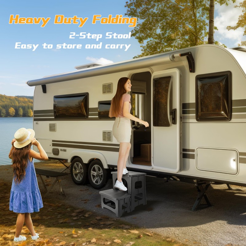 Folding 2 Step Stool for Kids Adults,Collapsible Rv Step Stool