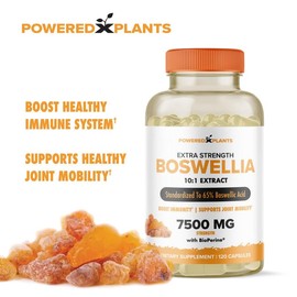 POWERED X PLANTS Boswellia Serrata 10:1 Extract – 7500mg Strength Equivalent | Joint Support, Mobility & Flexibility | High Potency with 65% Boswellic Acids | Vegan, Non-GMO, 120 Capsules