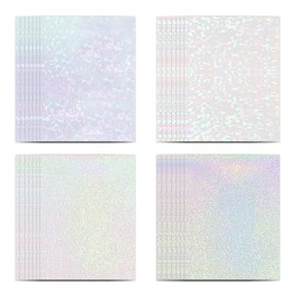28 Sheets Vinyl Printable Sticker Paper A4 Size (8.25" x 11.7") Holographic Glossy Sticker Paper Self-Adhesive Waterproof Dries Quickly For Inkjet/Laser Printer