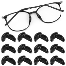AUEAR, 12 Pairs Eyeglass Nose Pads Stick on Anti-Slip 2mm Black Adhesive Soft Silicone for Glasses Sunglasses