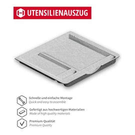 Gedotec Felt Organiser 356 x 320 x 30 Dark Grey I Desk Organiser with Guide I Felt I [Made in Germany] Sustainable Drawer Organiser I Drawer Organiser for Screws