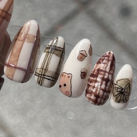 Where do acorns come from~ Handmade nail tips - Stiletto / 도토리가 어디서왔나~ 수제네일팁 - 스틸레토