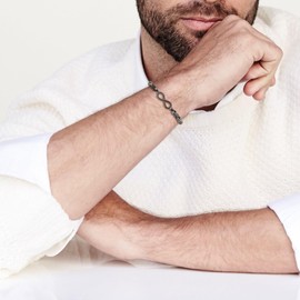 COAI Unisex Infinity Bracelet with Natural Gemstone Beads and Infinity Charm, Stone, Obsidian