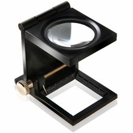 Phoenix Folding Stand Banded Magnifying Loupe Linen Tester [10x Magnification] Fiber Thread Measurement / 2 Types of Measurement (0.04 and 0.1 inch (1 and 2.5 mm) Units) Includes Exclusive Case