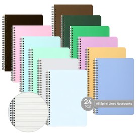 miikoul 24 Pack A5 Spiral Lined Notebooks, 8.3" X 5.5", 60 Sheets/120 Pages Wide Ruled Notebook Spiral Journals Bulk Paper Cover Notepad 12 Colors for Students Taking Class Notes Home Office Gift