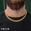 VEXXS Men's Curb Chain 10/12 mm, 18 Carat Gold-Plated Stainless