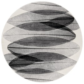 SAFAVIEH Hollywood Collection Area Rug - 6'7" Round, Ivory & Grey, Modern Design, Non-Shedding & Easy Care, Ideal for High Traffic Areas in The Living Room, Dining, Bedroom (HLW703D)