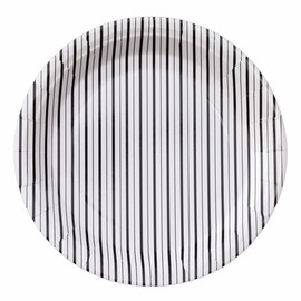 Black Stripes Large Paper Plates (Set of 8) | Striped Paper Plates | Black Tableware | Black and White Striped Plates | Black Striped Plates