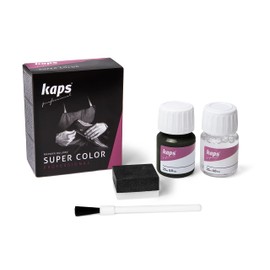 Kaps professional “Super Color” leather paint and “Preparer” for natural leather, synthetics and fabric (25 ml each) for the care and repair of leather shoes, assorted colours - Grey -