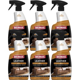 Weiman Leather Cleaner & Conditioner - Cleans, Restores & Protects Leather, UV Protection Prevent Cracking & Fading, For Car Seats, Sofas, Shoes, Bags & All Finished Leather Surfaces, 6 Pack, 22 FL Oz