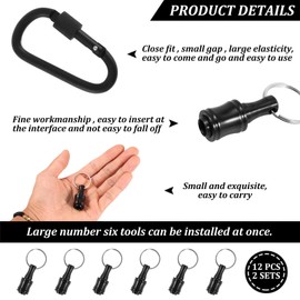 12Pcs 1/4inch Hex Shaft Screwdriver Bit Holder Portable Extension Bar Keychain Screw Adapter Aluminum Alloy Drill Extension Bit Holder with 2 Carabiner for Screw Driver