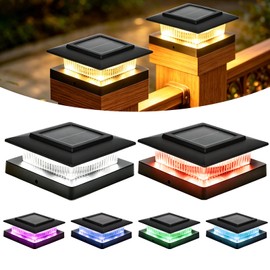 4x4 Solar Post Cap Lights,13 Lighting Modes 8 LED Post Solar Lights Outdoor, Waterproof Solar Deck Lights for 4x4 3.5x3.5 Wood/Vinyl Fence Post (6)