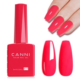 CANNI Pink Gel Polish, 1Pcs Gel Polish Hot Pink Color Gel Strawberry Pink Polish Nail High Gloss Soak Off U V Gel Nail French Nail Manicure Salon DIY
