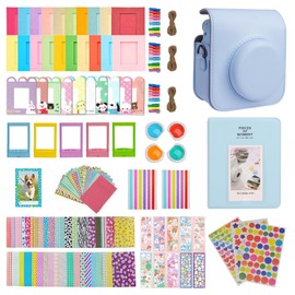 Meetikar Instant Camera Accessories for Instax Mini 12, Camera Bag for Instax Mini 12 with 64 Pockets Photo Album and Colour Filter/Picture Frame/Wall Decoration Frame/Frame Sticker/Corner Sticker,