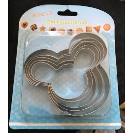 Unbranded Stainless Steel - Set of 5 Mickey Mouse Shaped Cookie Cutters ~ Brand New!
