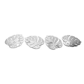 Vintageparts Monstera Leaf Pendant Made of Brass in Platinum Colours, Pack of 4 for DIY Jewellery, Girls, Women, Unisex