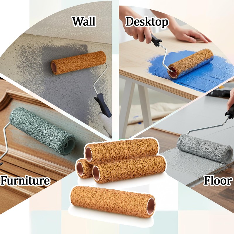 4 Pcs 9 Inch Textured Paint Roller Covers Mud Rollers