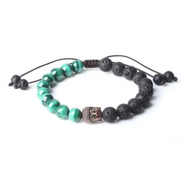 coai Lava Lucky Bracelet with Buddha Head, lava stone Malachite, malachite